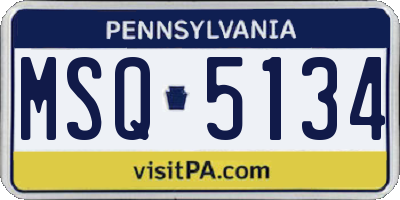 PA license plate MSQ5134