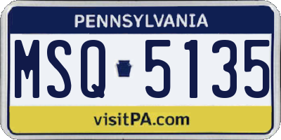 PA license plate MSQ5135