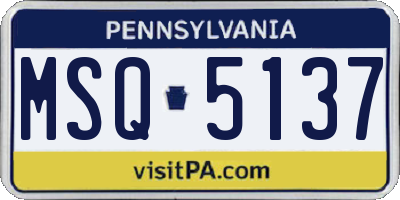 PA license plate MSQ5137
