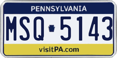 PA license plate MSQ5143