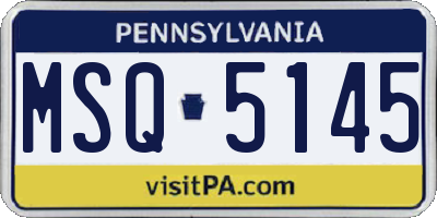 PA license plate MSQ5145