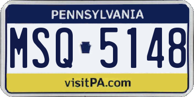 PA license plate MSQ5148