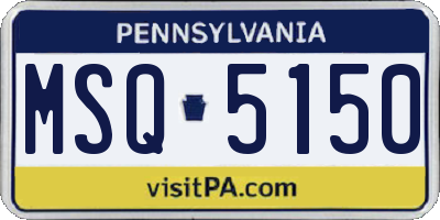 PA license plate MSQ5150