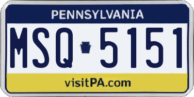 PA license plate MSQ5151