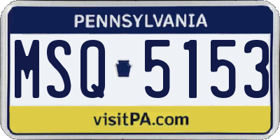 PA license plate MSQ5153