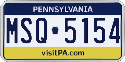 PA license plate MSQ5154