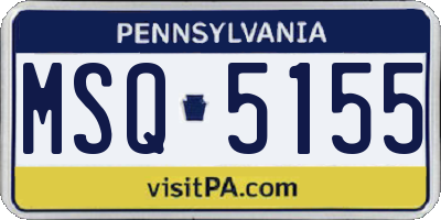 PA license plate MSQ5155