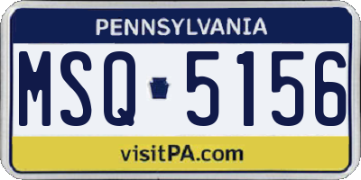 PA license plate MSQ5156
