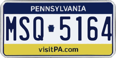 PA license plate MSQ5164
