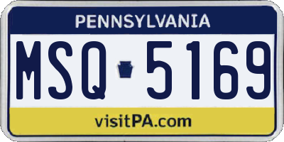 PA license plate MSQ5169