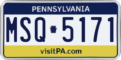 PA license plate MSQ5171