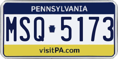 PA license plate MSQ5173
