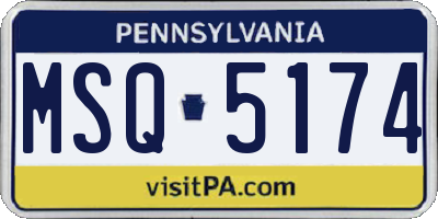 PA license plate MSQ5174