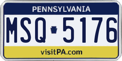 PA license plate MSQ5176