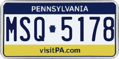 PA license plate MSQ5178