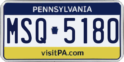 PA license plate MSQ5180