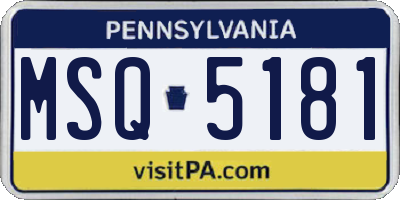 PA license plate MSQ5181