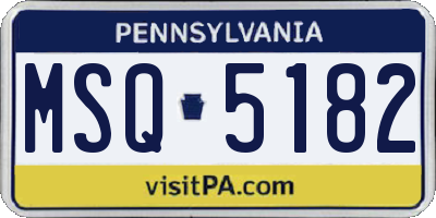 PA license plate MSQ5182