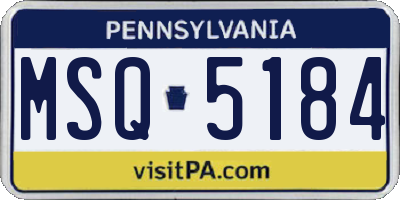 PA license plate MSQ5184