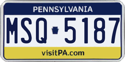 PA license plate MSQ5187
