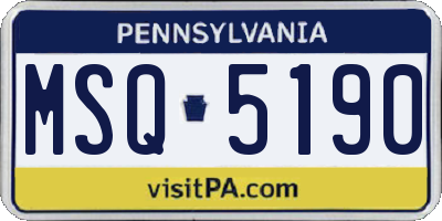 PA license plate MSQ5190