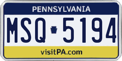PA license plate MSQ5194