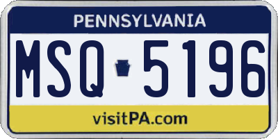 PA license plate MSQ5196