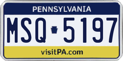 PA license plate MSQ5197
