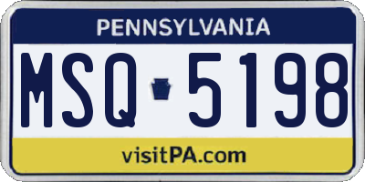 PA license plate MSQ5198