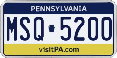 PA license plate MSQ5200