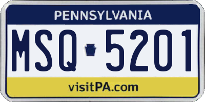 PA license plate MSQ5201