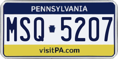 PA license plate MSQ5207