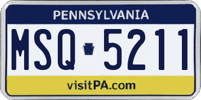 PA license plate MSQ5211