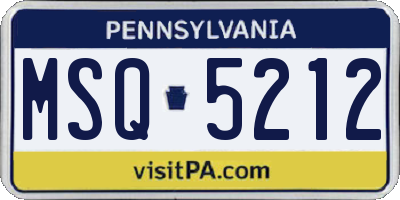 PA license plate MSQ5212