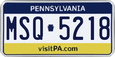 PA license plate MSQ5218