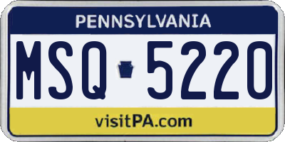 PA license plate MSQ5220