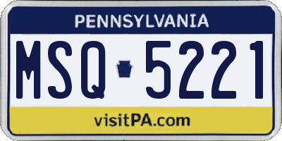 PA license plate MSQ5221