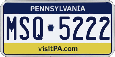 PA license plate MSQ5222
