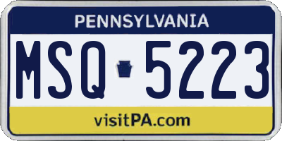 PA license plate MSQ5223