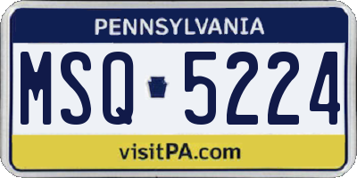 PA license plate MSQ5224