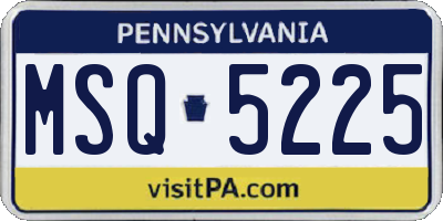 PA license plate MSQ5225