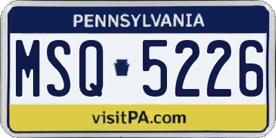 PA license plate MSQ5226