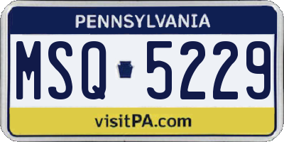 PA license plate MSQ5229