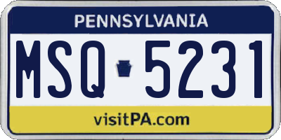 PA license plate MSQ5231