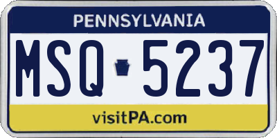 PA license plate MSQ5237