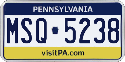 PA license plate MSQ5238