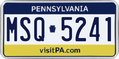 PA license plate MSQ5241