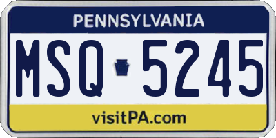 PA license plate MSQ5245