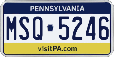 PA license plate MSQ5246