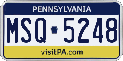 PA license plate MSQ5248